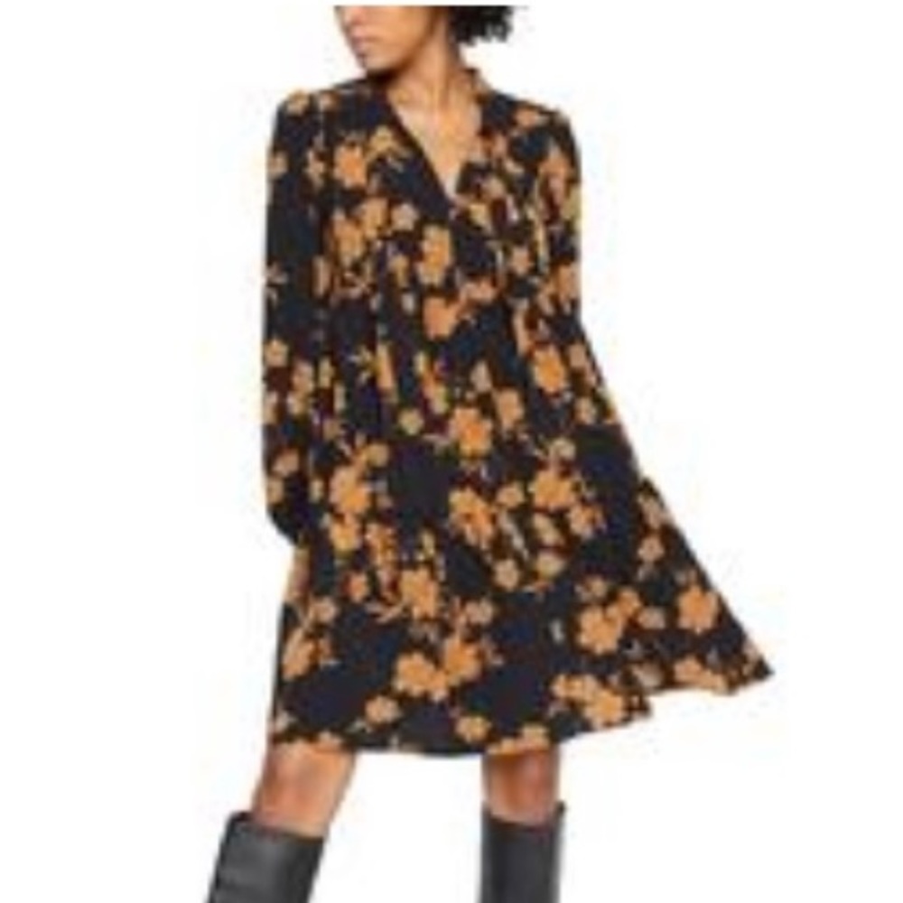 Sanctuary Feeling Prairie Floral Tie Neck Dress